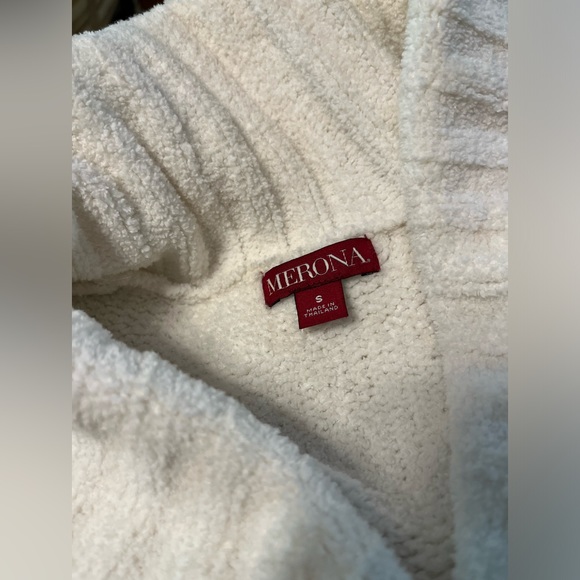 Merona Shawl Collar Cream Chenille Sweater - Picture 2 of 6